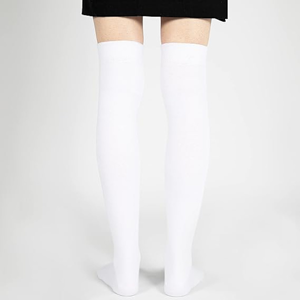 Unisex Over the Knee Solid Color Socks Seamless Toe Combed Cotton