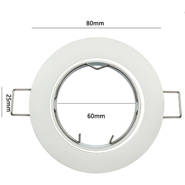 4x upotettu kattovalaisin, jossa GU10-kanta - Asennusreikä ø60mm, ø80x24mm, valkoinen alumiini, LED/halogeeni