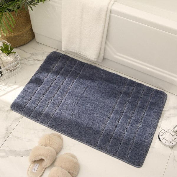 Badrumsmatta enfärgad förtjockad hög och låg lugg hushålls golvmatta, halkfri absorberande badrums golvmattor (mörkblå, 50x80cm)