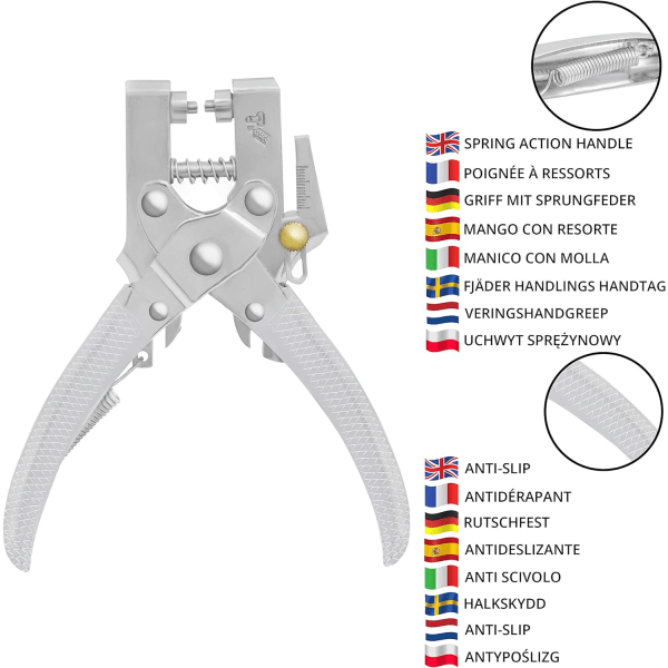 Øyepunch-tangsett med 100 øyeslag - 16 cm/6,3\" beltehylsterverktøy - 7,2 mm gullmetallhylser - tangsett for stoff, klær, sko, vesker