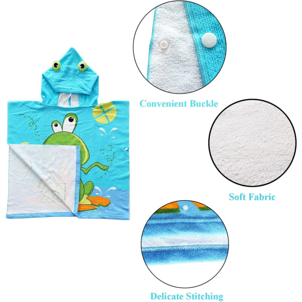 Barnbadponcho, Barnbadhandduk (Grön), Strandhandduk med Huva, för Hembadrum, Strand, Pool