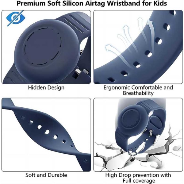 AirTag Kids Armbånd, 1-Rem Pakke, for Apple AirTag Armbånd (Marineblå)
