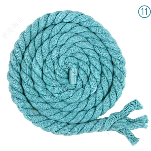 Punottu puuvillaköysi, jossa 3 säiettä, 8 mm x 20 metriä, käsintehtyyn neulontaan (11 vaaleansininen)