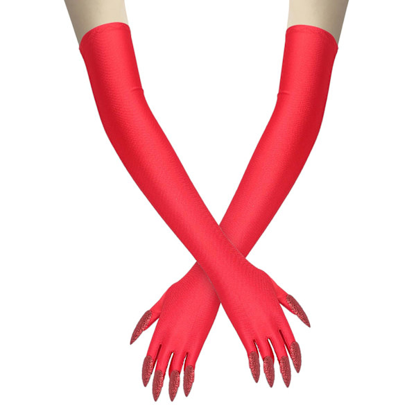 Fest Handsker Kattepote Halloween Rekvisit Handsker Cosplay Kostume Halloween Kostume Klo Handsker Lange Negle Rød