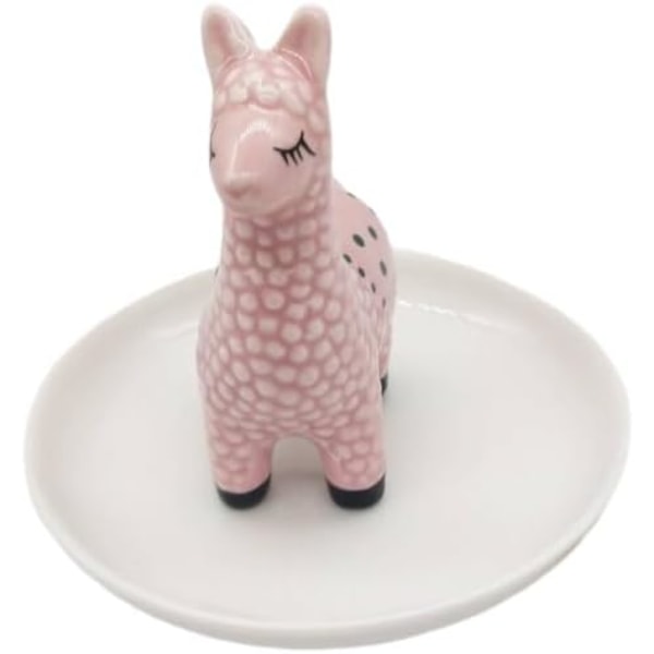 Keramik Alpaca Smykkebakke Ringholder Sød Lama Organizer Smykke Display Holder Ornament Forlovelse Bryllup Ringeholder Stativ til Par Kærlighed