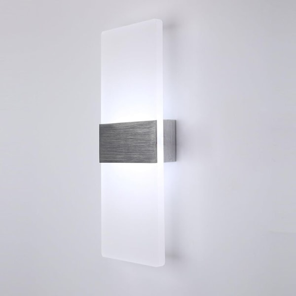 12W LED Væglampe Indendørs, 6000K Kold Hvid Væglampe 750LM AC230V Moderne Akryl Væglampe, Hvid Væglampe til Stue Soveværelse Spisestue Ha
