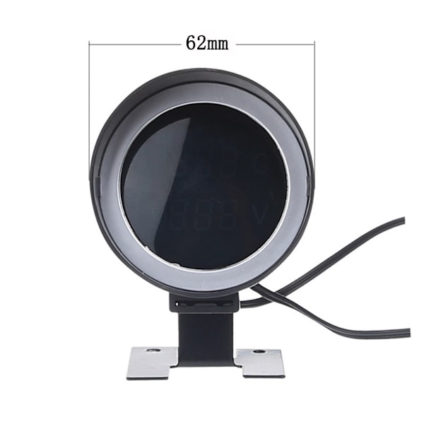 Rund LED digital bil lastbil vandtemperaturmåler temperatursensor motorcykel + voltmeter 2 i 1（10mm vandtemperaturstik）