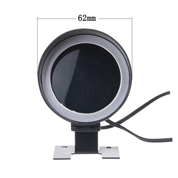 Rund LED digital bil lastbil vattentemperaturmätare temperatursensor motorcykel + voltmeter 2 i 1（21mm vattentemperaturplugg）