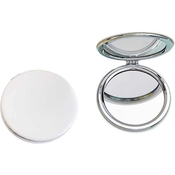 Makeup spejl, 6,7 cm rundt sammenklappeligt spejl, professionelt dobbeltsidet makeup spejl (den ene side forstørret, den anden side normal) PU overfladespejl