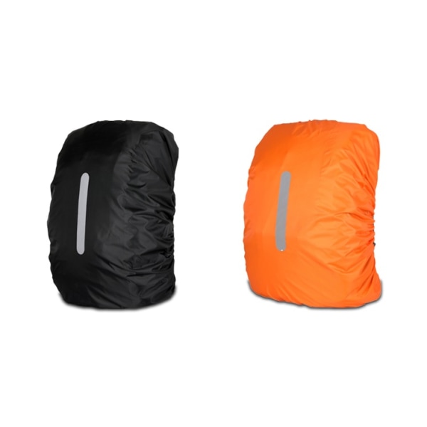 Regnjakke Rygsæk Vandtæt Regnjakke Tasker med Refleksstrimmel Justeringsspænde M (40-50L), Sort + Orange