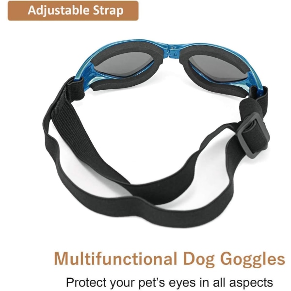 M-Dog Goggles, lemmikkiaurinkolasit, taitettavat koiransuojalasit UV-suojalla (sininen)