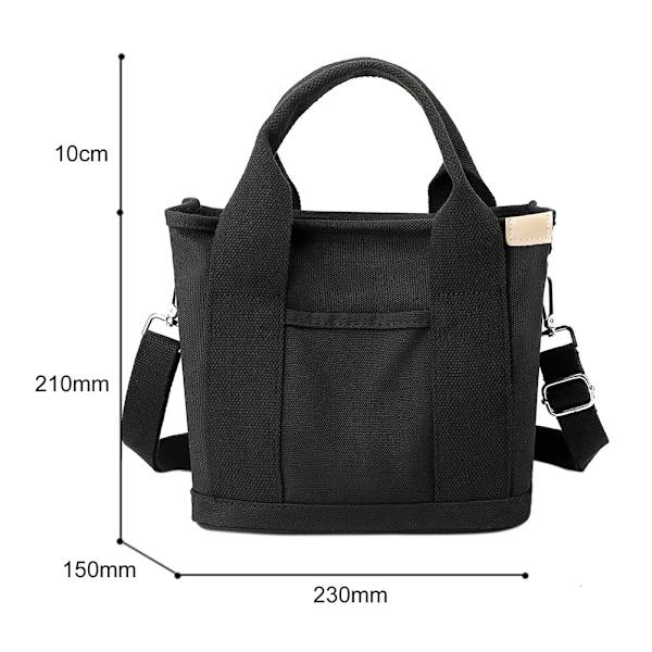 Naisten kangaskassi, monikäyttöinen kassi ja olkalaukku vetoketjulla, crossbody-laukku, sopii kouluun, ostosten tekoon, matkustamiseen, työskentelyyn ja päivittäiseen käyttöön (musta)
