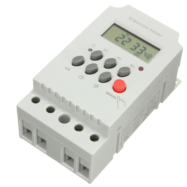 Ohjelmoitava digitaalinen ajastin AC 220 V 25 A, Elektroninen ajastinohjain DIN-kiskolle LCD- ja kellonäytöllä