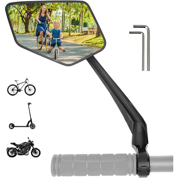 Cykelbackspegel - Elcykelbackspegel - Justerbar 360° VÄNSTER - Elscooterbackspegel - Perfekt present - Toppkvalitet kompatibel med alla modeller - Ref