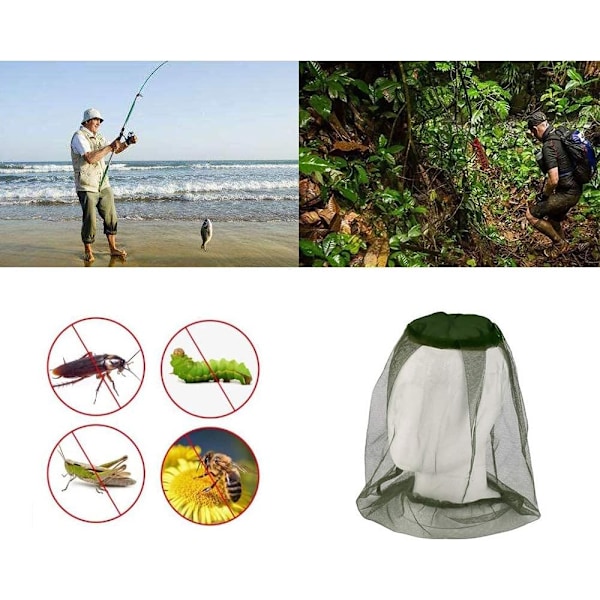 4-pakning myggnetting for ansikt, myggbeskyttelse for hode, myggnetting for hode, mygghette, beskyttelse mot mygg og insekter