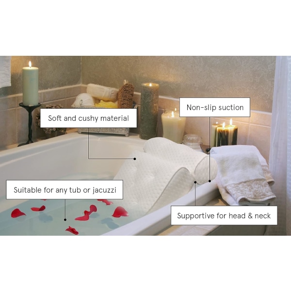 Badepute for badekar - Badehodestøtte for nakkestøtte, komfort