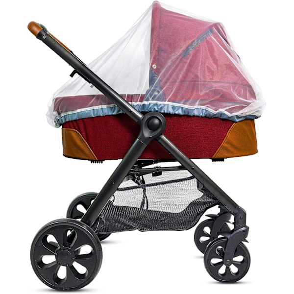 Baby Myggenet til Barnevogn, Baby Carrier og Vugge - Elastisk Snøre til Snug Fit Beskyttelse - Beskyttende Kaleche til Småbørn