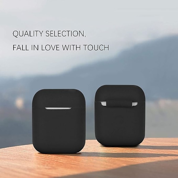 2-pack Airpods-fodral (vitt + svart), AirPods 2-fodral, AirPods-fodral i silikon, synliga LED-indikatorer, stöd för trådlös laddning