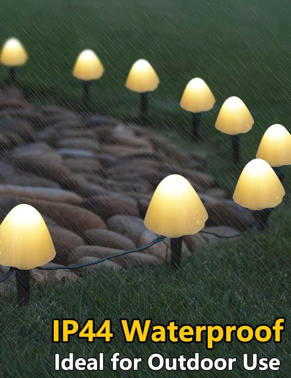 20 LED solcelledrevne hagelys, 8 moduser soppstilys utendørs, 5m/16,4ft landskapshage, solcelledrevne lys