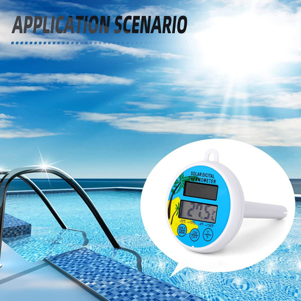 Simtermometer för simbassäng, flytande pooltermometer, digital vattentemperaturmätare med snöre för badtunna, damm, bad, spa