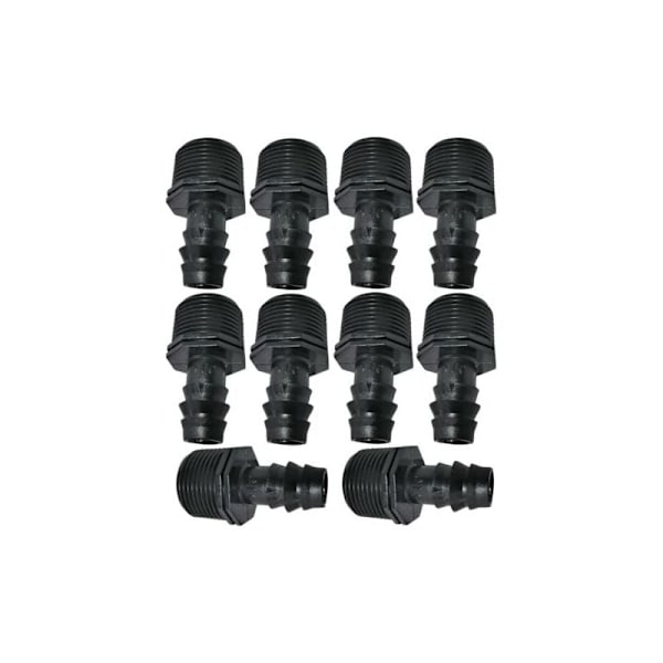 Förpackning med 10 st Ø16mmx3/4'' Hankopplingar för taggtrådsslang/Adaptrar med extern gänga (för Ø16mm slang) - Anslutning för bevattningssystem