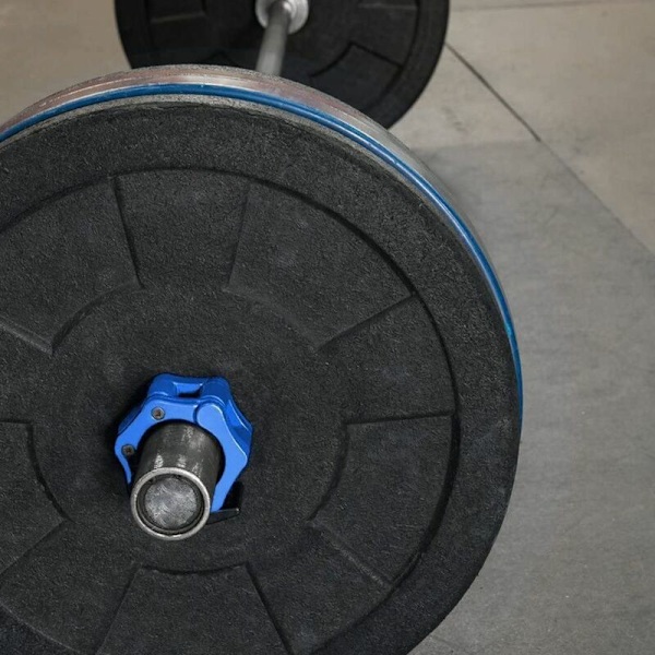 Olympiabarbell-kaulukset Pro ABS Lock -pari 2 mustaa kiinnikettä, jotka sopivat täydellisesti tehokkaisiin nostoihin ja ammattimaiseen olympiatason harjoitteluun, sininen