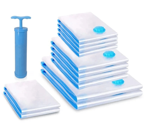 12-pack vakuumförvaringspåsar med 1 pump