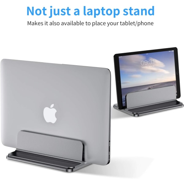 Vertikal bærbar computer stand, justerbar aluminiums bærbar computer stand desktop bærbar computer stand til MacBook Pro/Air, iPad, Surface, HP, Lenovo, tablet og andre bærbare computere
