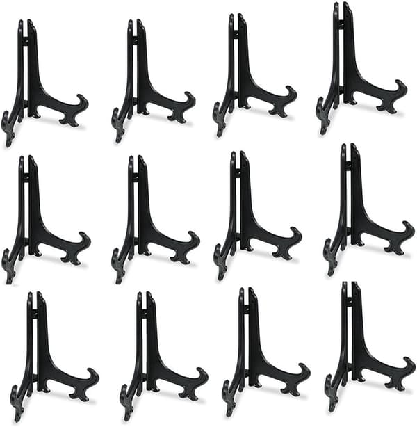 3\" Sort 12 stk./sæt Plast Staffeli Plade Display Stander Billedramme Stander Holder