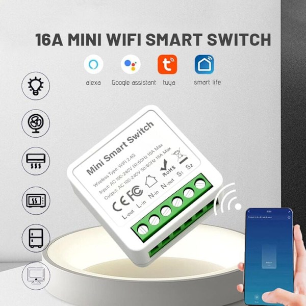 Mini intelligent WiFi-bryter Tuya smart bryter WiFi WiFi smart gjennomgang skjult boks