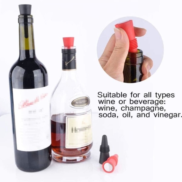 6 stk Gjenbrukbar flaskepropp Silikon vinpropp Fargerik pakke
