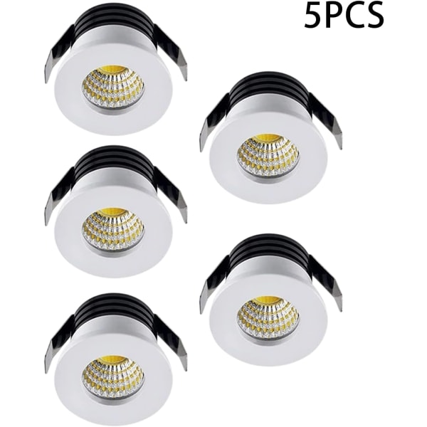 Pakke med 5*3W LED innfelt taklys Downlights Spotlight, LED innfelt lite skap Mini Spot Lampe Tak Downlight Kit Armatur [Energiklasse A