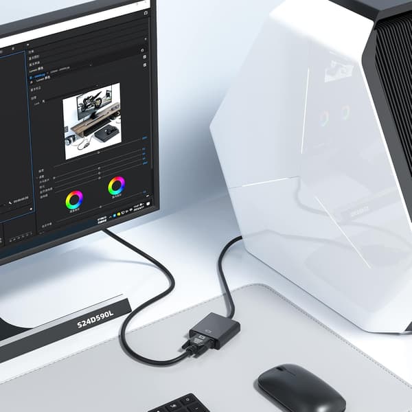 HDMI til VGA-konverteradapter med lyd - Forbinder HDMI-kilde til VGA-skærm og lydenhed