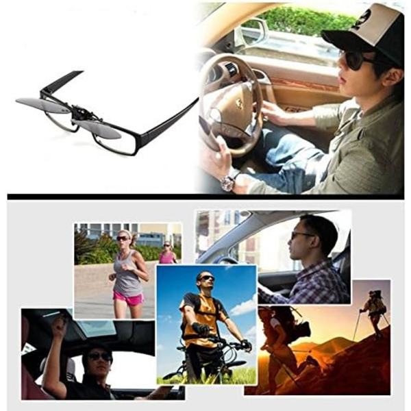 2 par polariserade clip-on solglasögon fällbara nattseende för myopi antireflexglasögon för män kvinnor körning utomhus sport arbete med låda