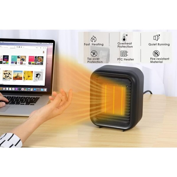 Mini keramisk radiator 800W - 2 effekttrin, overophedningsbeskyttelse