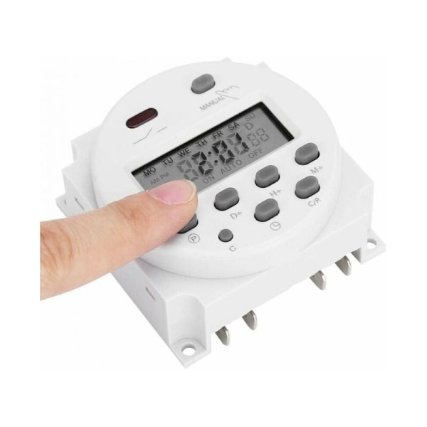Mini LCD Digital 12V Strøm LCD Ugentlig Programmerbar Relækontakt Digital Timer Strøm Timer Kontrol med Hvid Vandtæt Dækning