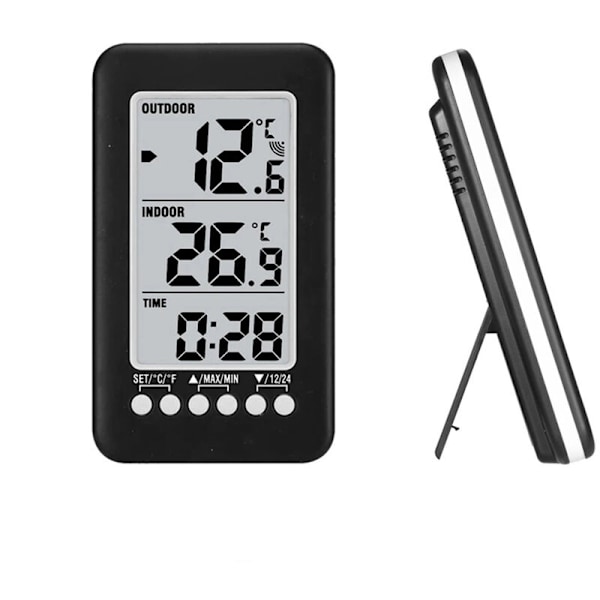 LCD trådlös digital termometer med elektronisk temperatursensor för inomhus- och utomhusmiljö, meteorologisk klocka, trådlös sändare,