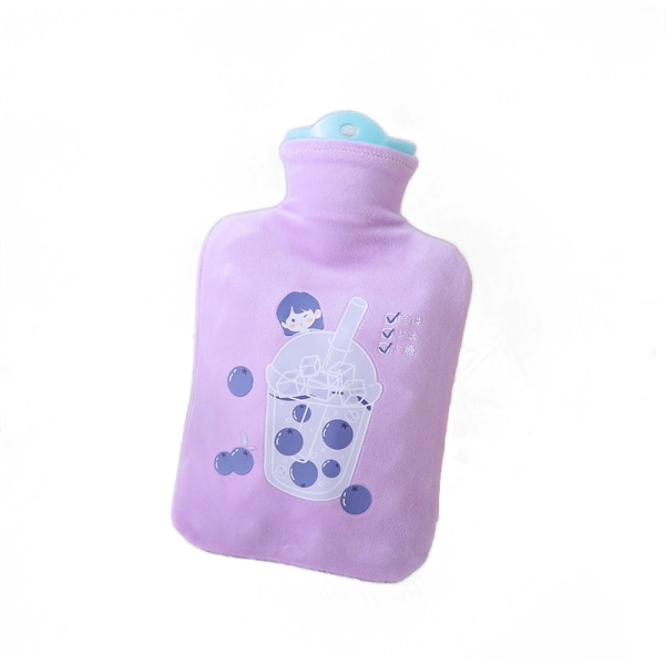 Explosion-proof hot water bag PVC water injection hot water bag Detachable and washable plush fabric cover Belly warm Winter warm hand bag