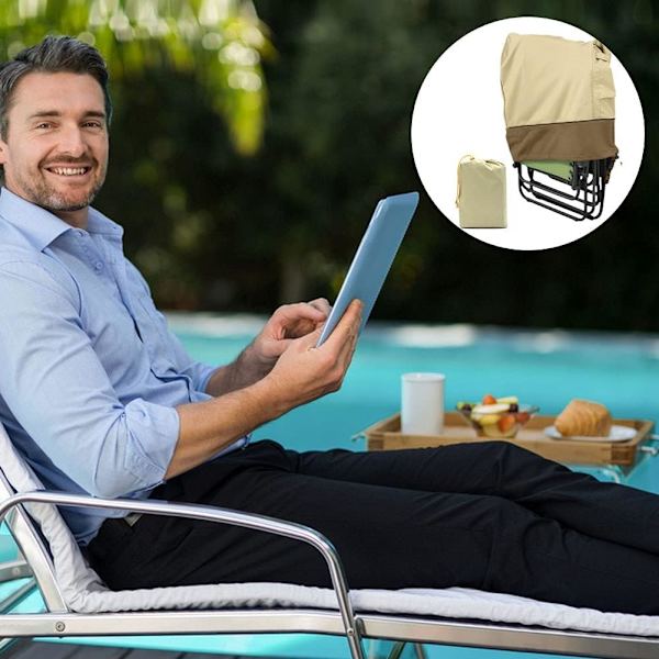 Musta taittuva tuolinpäällinen, vedenpitävä taittuva aurinkotuolinpäällinen, 210D Oxford aurinkotuolinpäällinen ulkokäyttöön, anti-UV, Tranille