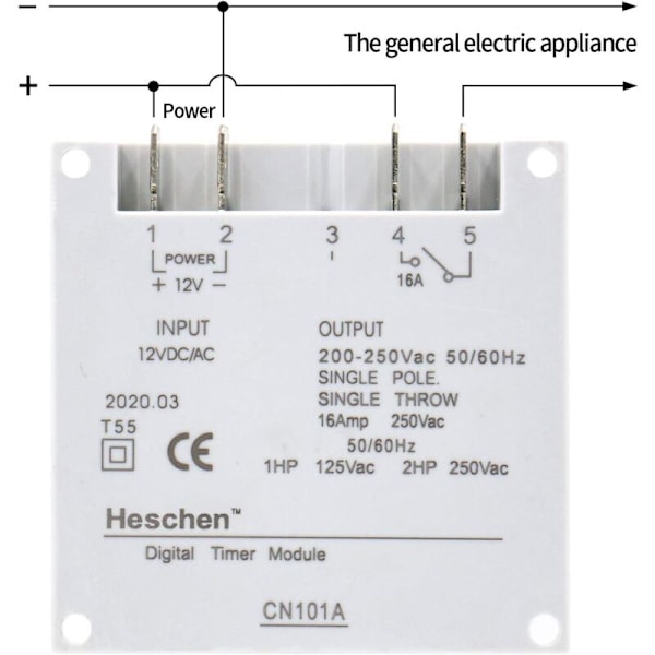 Digitaalinen kytkin ohjelmoitavilla nestekiteillä Rele CN101A DC 12V 16 AMP SPST