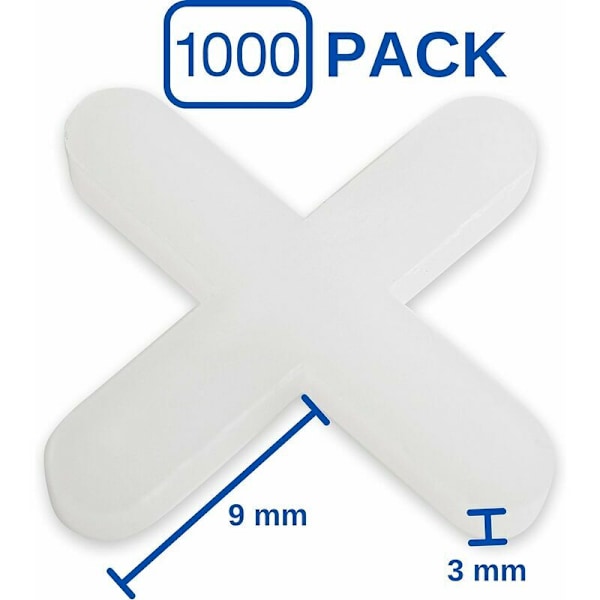 Fliser, 3 mm tykke, 1000 stk., kryssede fuger for jevn avstand ved flislegging, kryssøkene kan kobles sammen, 1000 x Kryssflis,