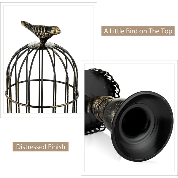 Svart- S+L Vintage Birdcage Ljusstake, Dekorativt Bröllopsbord