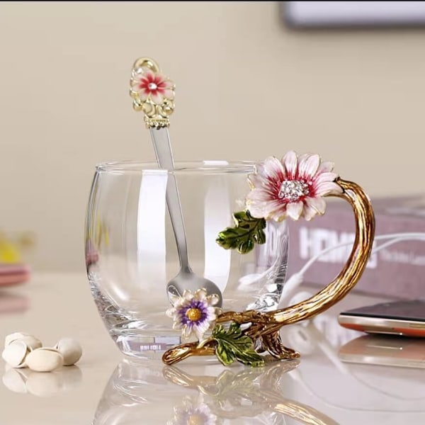 Glas Kaffekopper Emalljekrus Bedste fødselsdagsgave til mor Kvinder Kvinders gave til hende Mor Valentinsdag Kvindernes dag gave 301-400ml