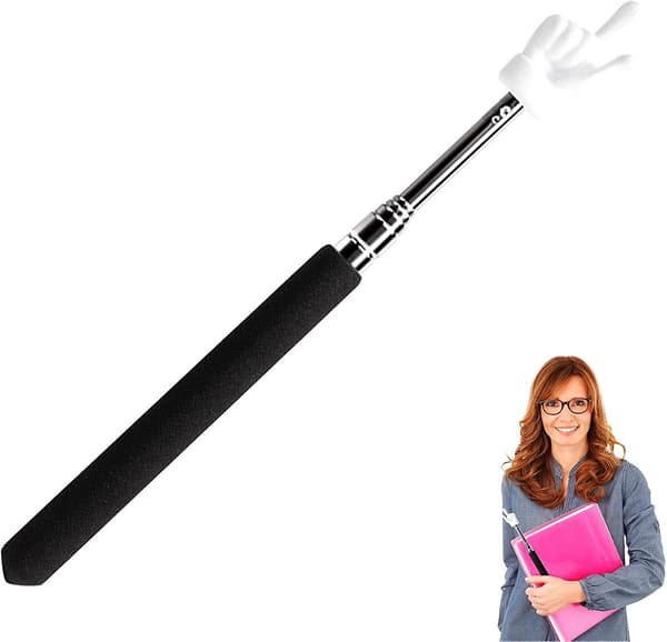 Teleskopisk lärarpekare, Mini Hand Pointers Finger Pointer Stick, Retractable Teacher Pointer, Presentation Tool  Svart