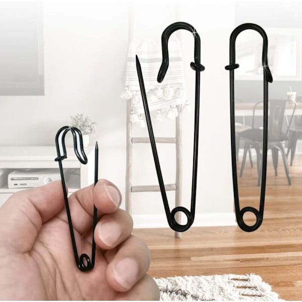 30-pack 7,5 cm säkerhetsnålar - för kläder, läder, canvas, filtar, hantverk, kjolar, kiltar - extra stora kraftiga säkerhetsnålar - Svarta
