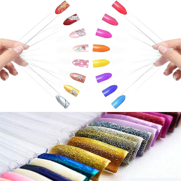 Nagelfärgkarta 100 st, falska naglar display nagelövning verktyg färgpalett för nagelövningsdesign... (Transparent)