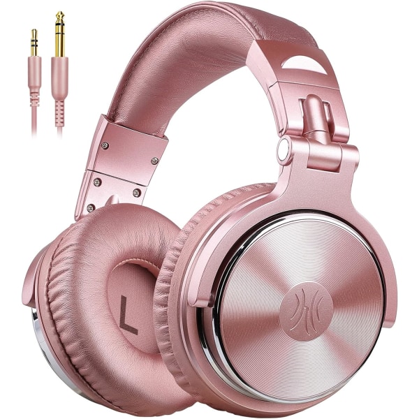 Trådbundna over-ear-hörlurar Studioövervakning och mixning DJ-stereohörlurar för AMP-datorinspelning Podcasting-tangentbord Gitarr Laptop(roséguld)