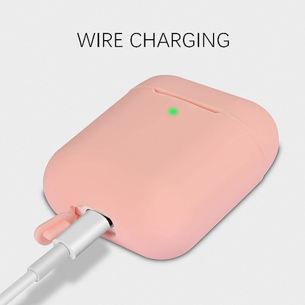 2-pak Airpods-etui (rosa + lilla), AirPods 2-etui, AirPods-silikonetui, synlige LED-indikatorer støtter trådløs lading