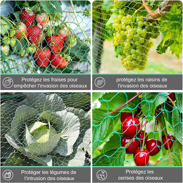 Fuglenet, 2 stk. 4*10m Grønt Have Fuglenet til Plantebeskyttelse Net, Beskyt Planter, Frugter