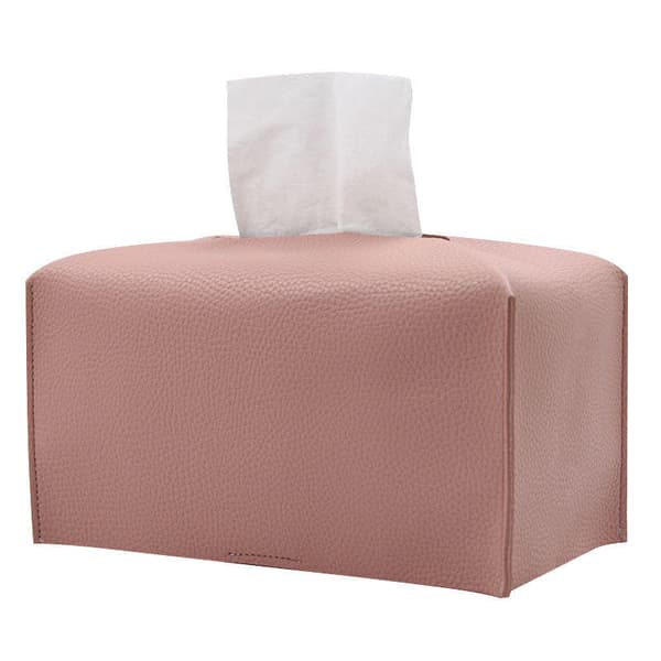 Pink Tissue Box Sæt, PU Læder, Rektangulær Badeværelsesopbevaringshylde, Badeværelsestilbehør, Badeværelsesforfængelighed